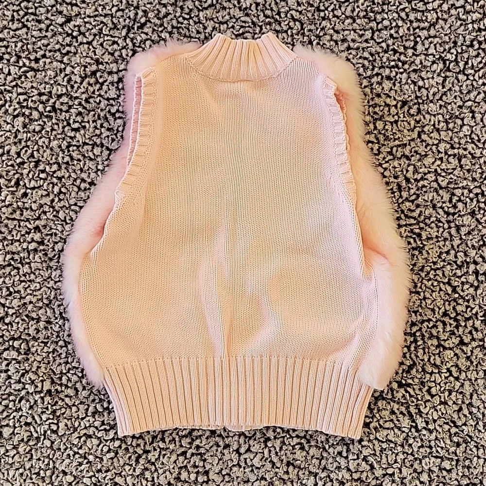 Gymboree Faux Fur Pink Sweater Vest Girls Size 7/8
